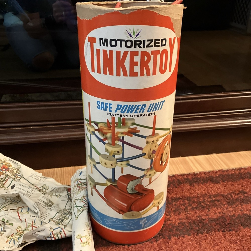 Vtg. Tinkertoy #177 Motorized Power Unit Set, Original Idea Book Untested